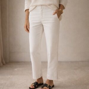 Jil Sander White Size 2 Cotton Stretch Cropped Pants 26” Inseam